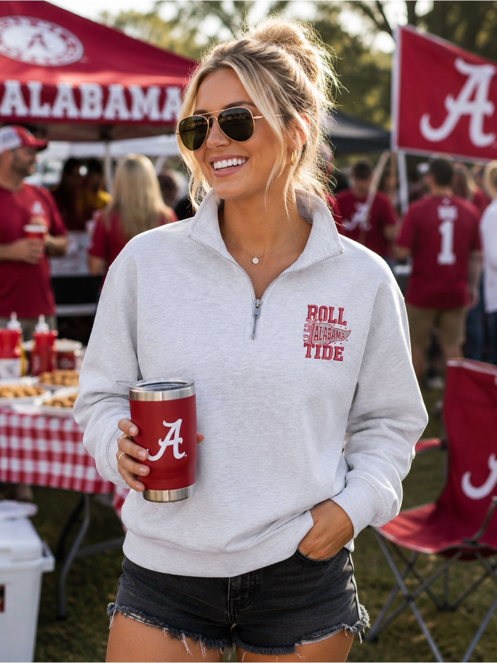 Alabama Embroidered Quarter Zip Pullover